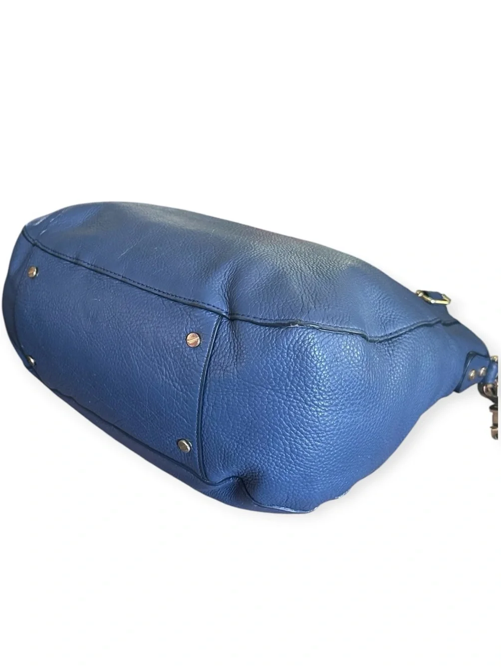 Tory Burch Amanda Classic Handle Blue Leather Hobo Crossbody Bag